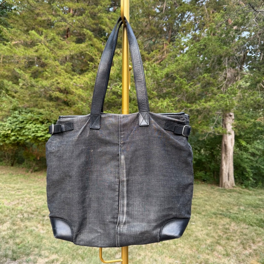 Burberry Blue Label Denim Minimalist Y2K Vintage Black Tote Bag Authentic COA